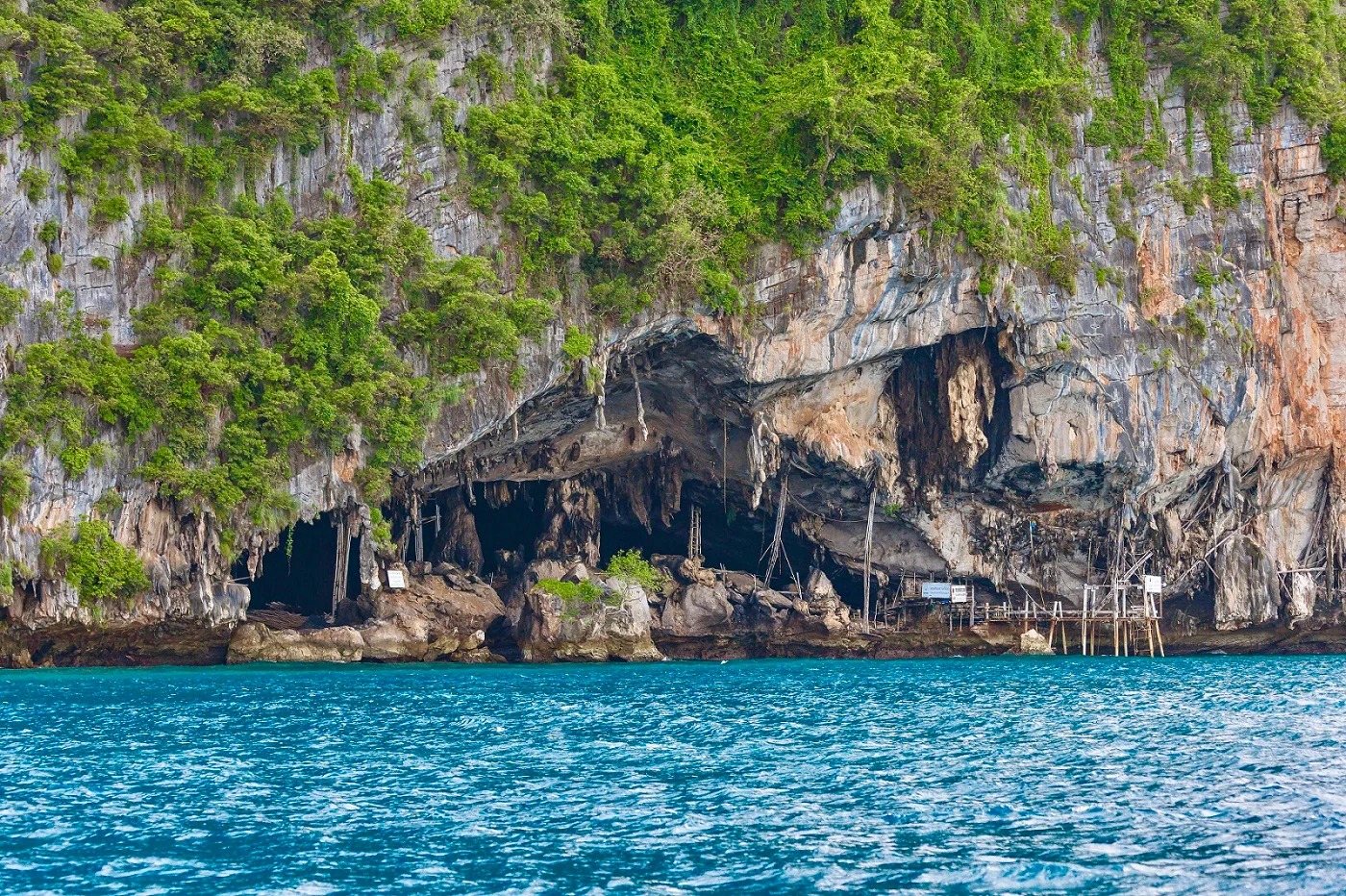 Viking Cave limestone cliff Phi Phi Islands