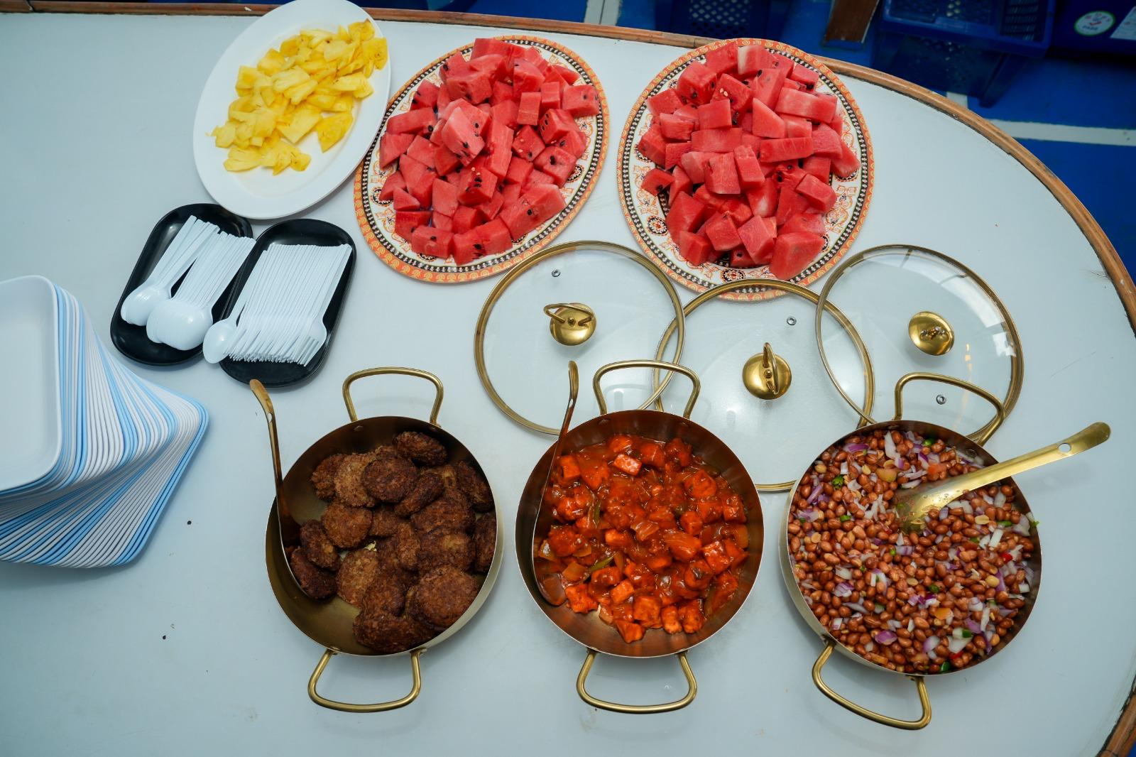 Food and snacks served on board during Pattaya yacht party
